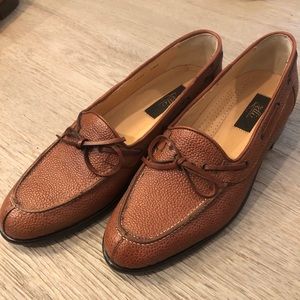 Zelli Italian Brown Pebble Grain Loafers